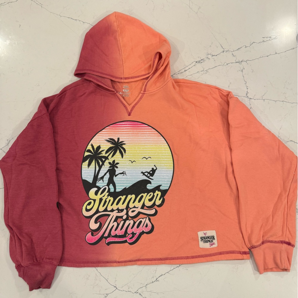 Justice Stranger Things Pink Hooded Sweatshirt Size XLPlus (16p/18p)